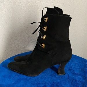 Black Suede Vintage Italian lace-up Boots